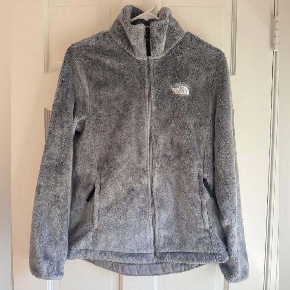 The North Face Women’s Small Gray Fuzzy Full Zip Fleece Jacket Cozy Soft